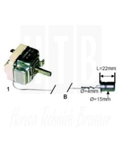 Thermostaat 30° - 87°C 1-Pole Reverser Knobsensor Capilair 1140/350mm. 55.10213.060
