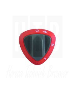 Knop gaskraan met ontstekingsvlam ø 77mm as ø 10x9mm afvlakking boven rood, 6300489