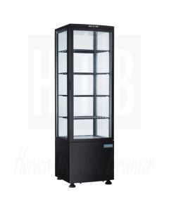 Polar koelvitrine met gebogen glasdeur zwart - 235ltr