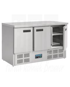 Polar gekoelde rvs werkbank 3-deurs, 368 Liter, 230 Volt 50HZ, G662
