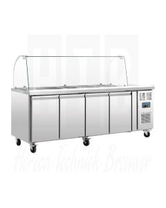 Polar U-serie GN gekoelde saladette met glazen opzetvitrine 4-deurs